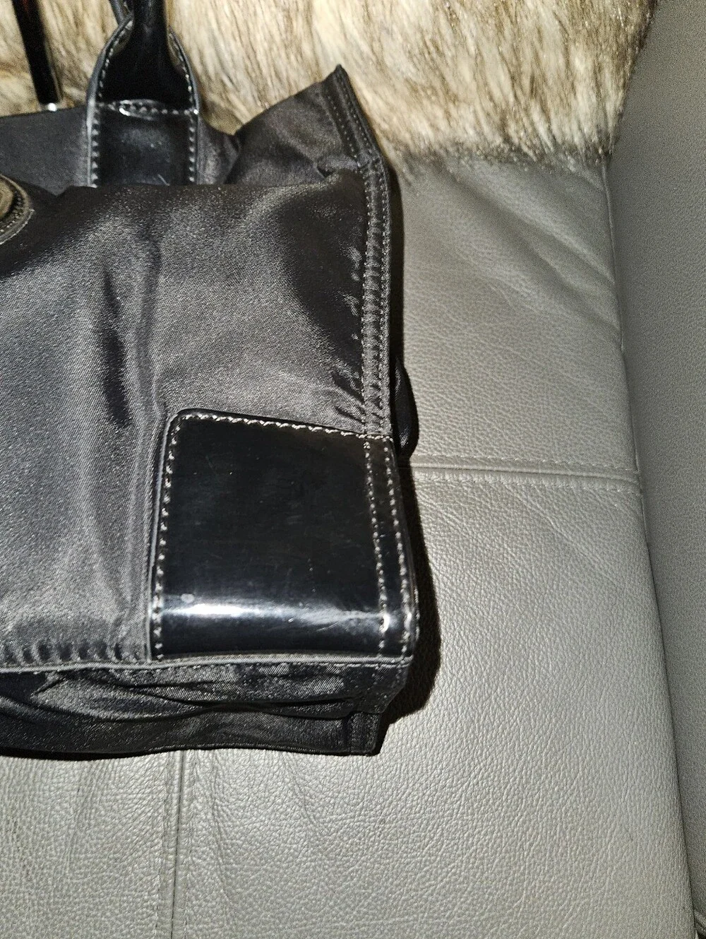Tory Burch Black Nylon Tote with Patent Trim